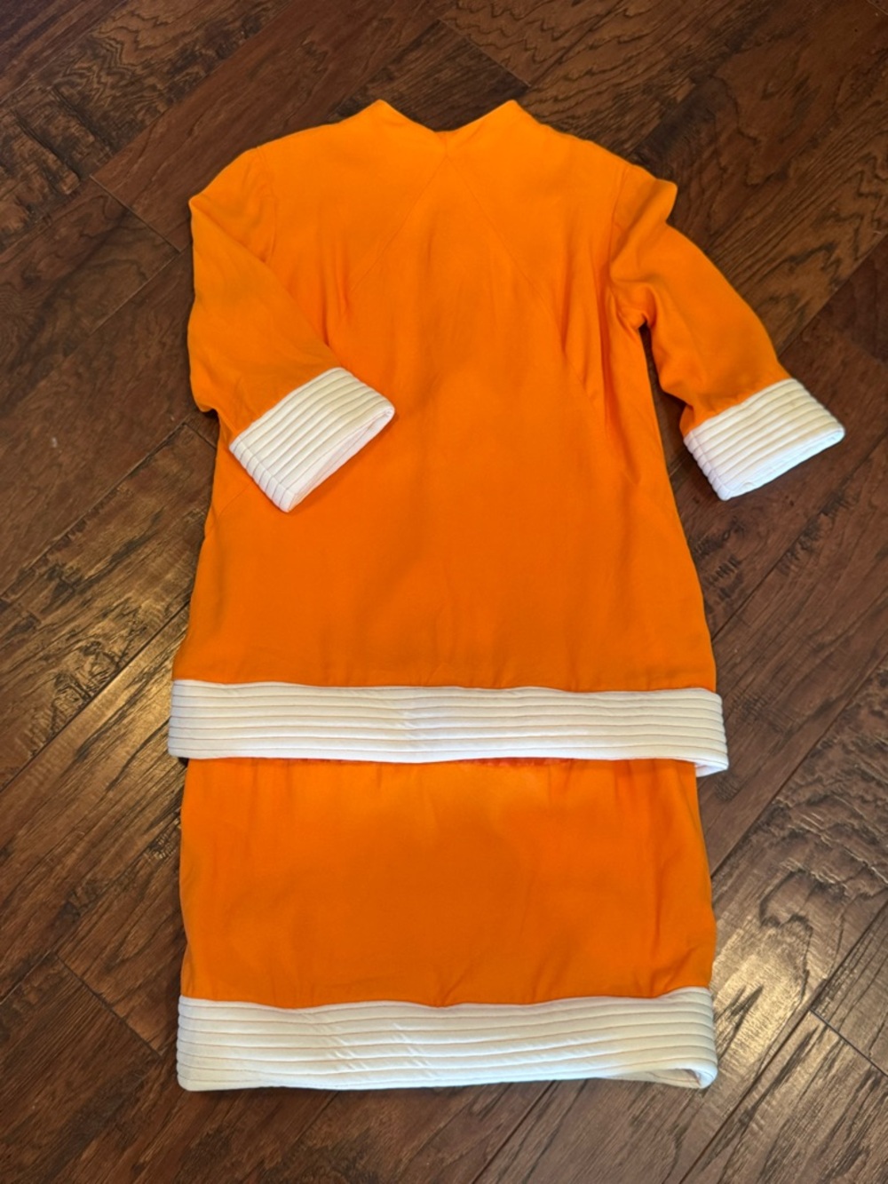 Vintage 60s Mod Orange Knit Dress| Ribbed Trim